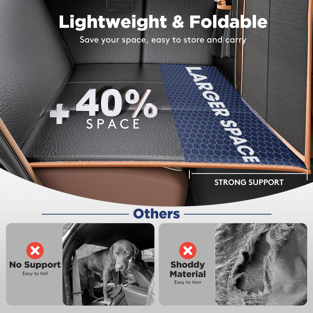 FURTIME backseat extender fits most cars at 25x52 inches.