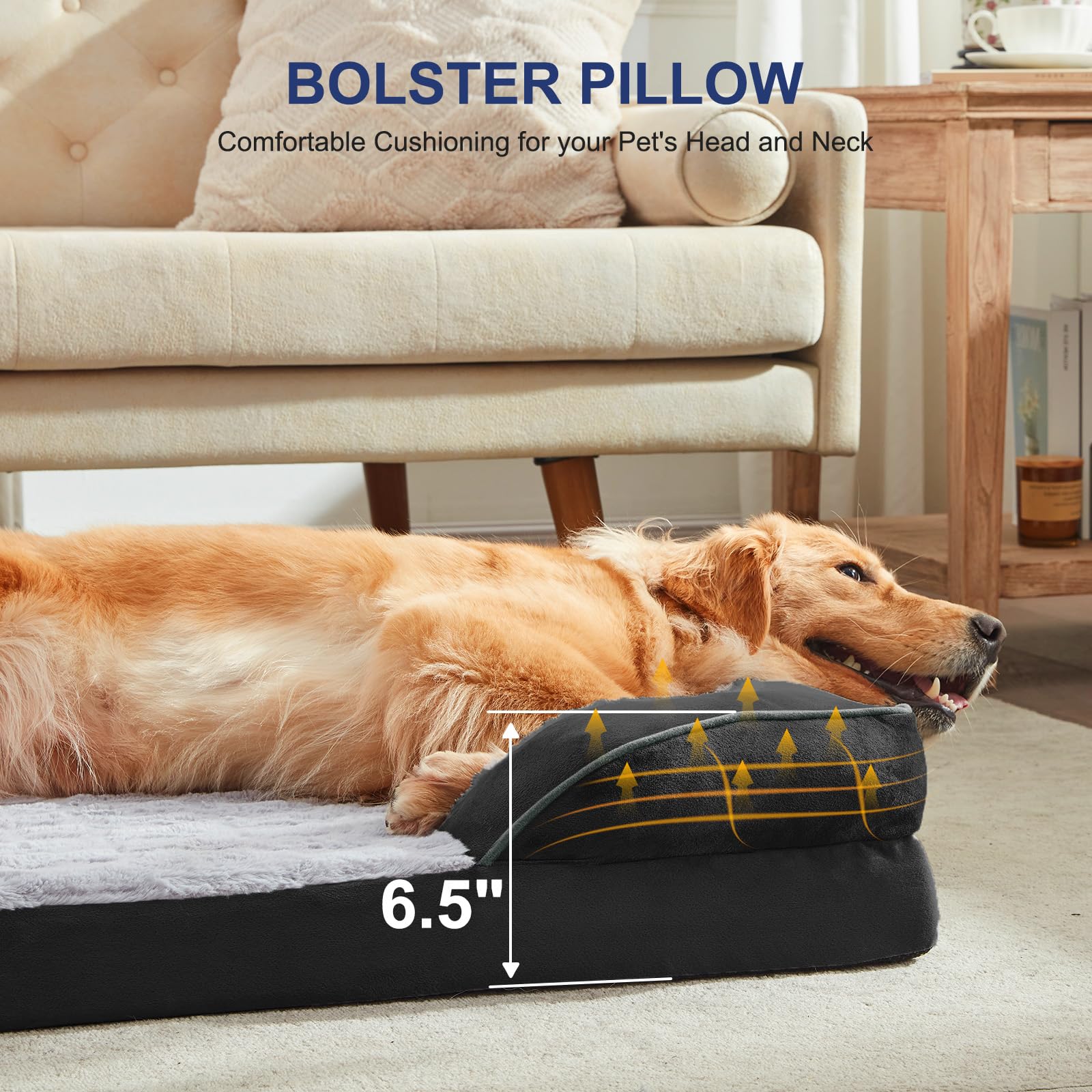 FURTIME-dog-bed-c-shape-chaise emphasizes security and versatile snuggle positions.