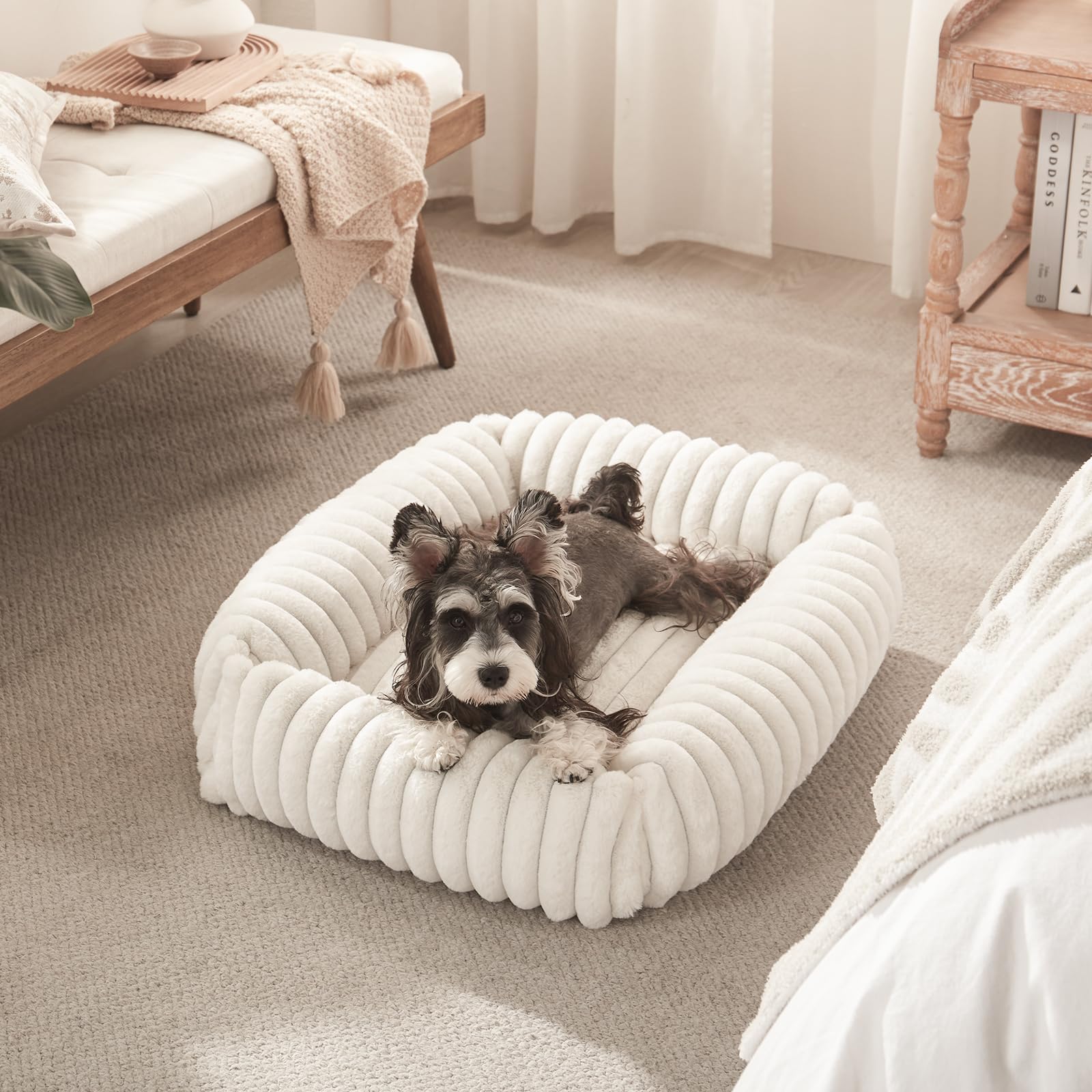 FURTIME imitation rabbit fur outer layer provides soft warmth year-round