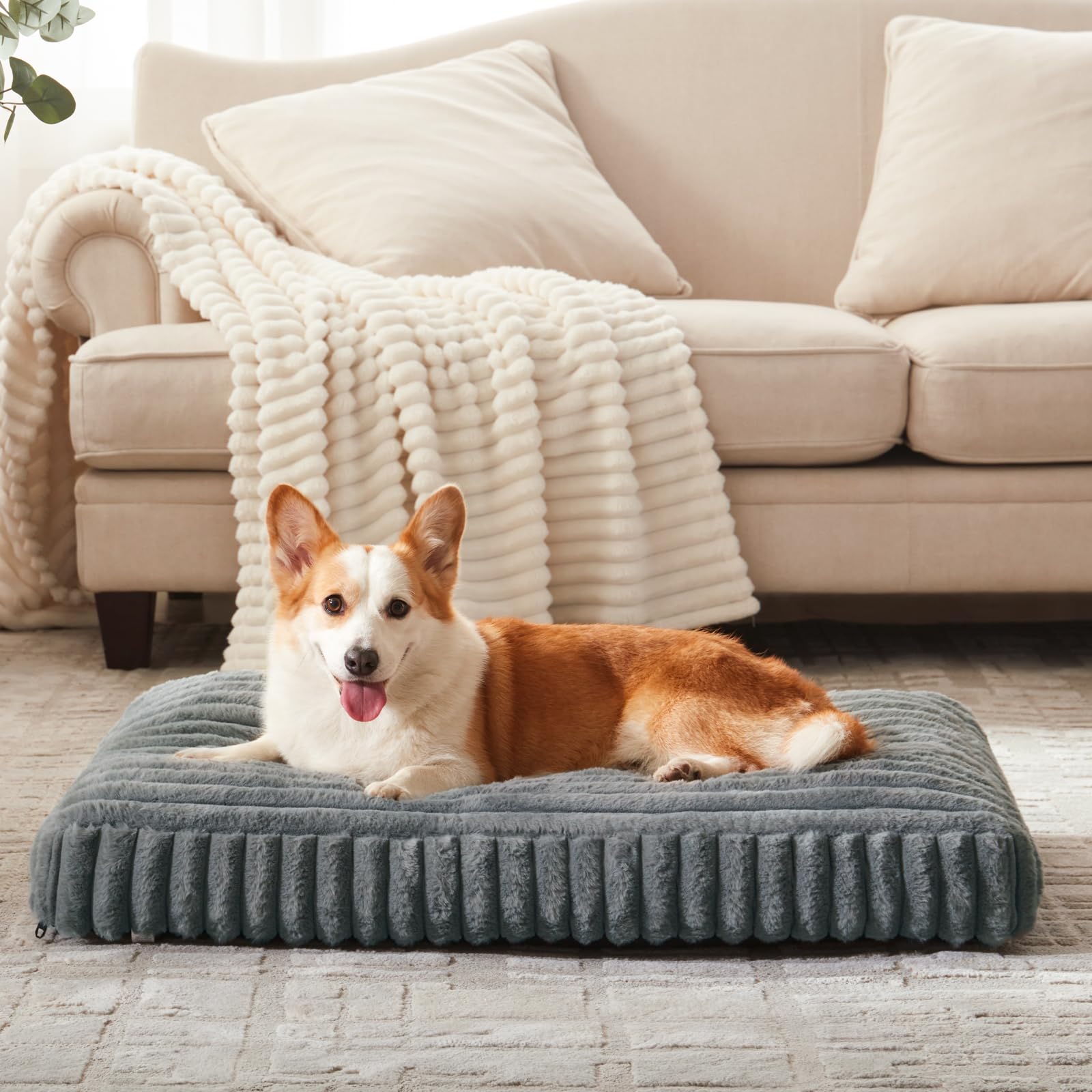 FURTIME dog bed large washable-cover closeup highlights easy-care convenience.