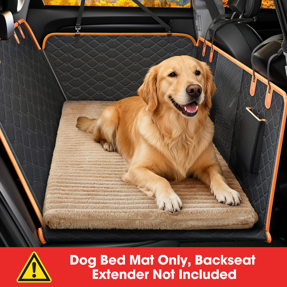 FURTIME dog bed mat on car seat demonstrates non-slip stability for travel.
