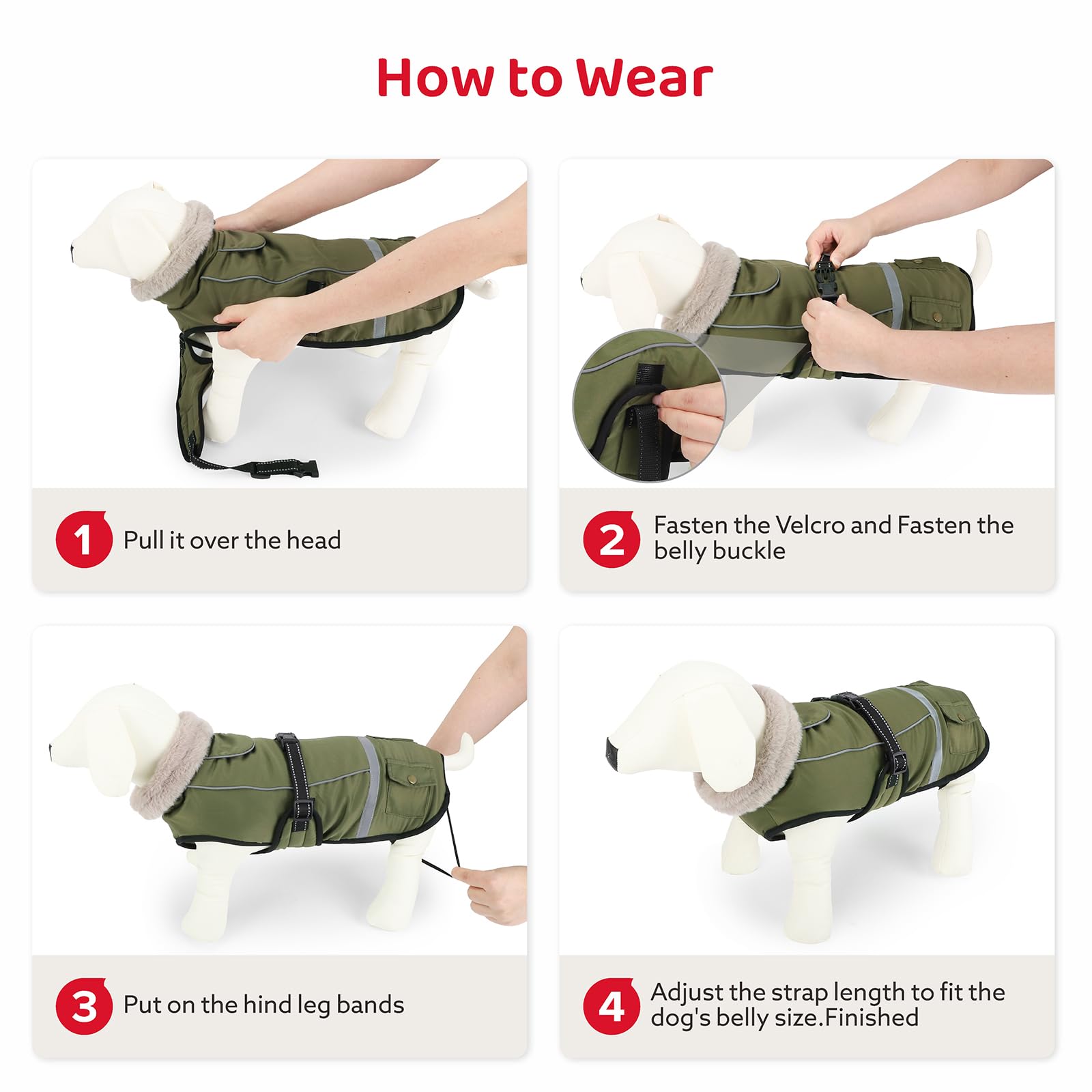 FURTIME dog coat harness-leash-attachment enables safe, simple leash use