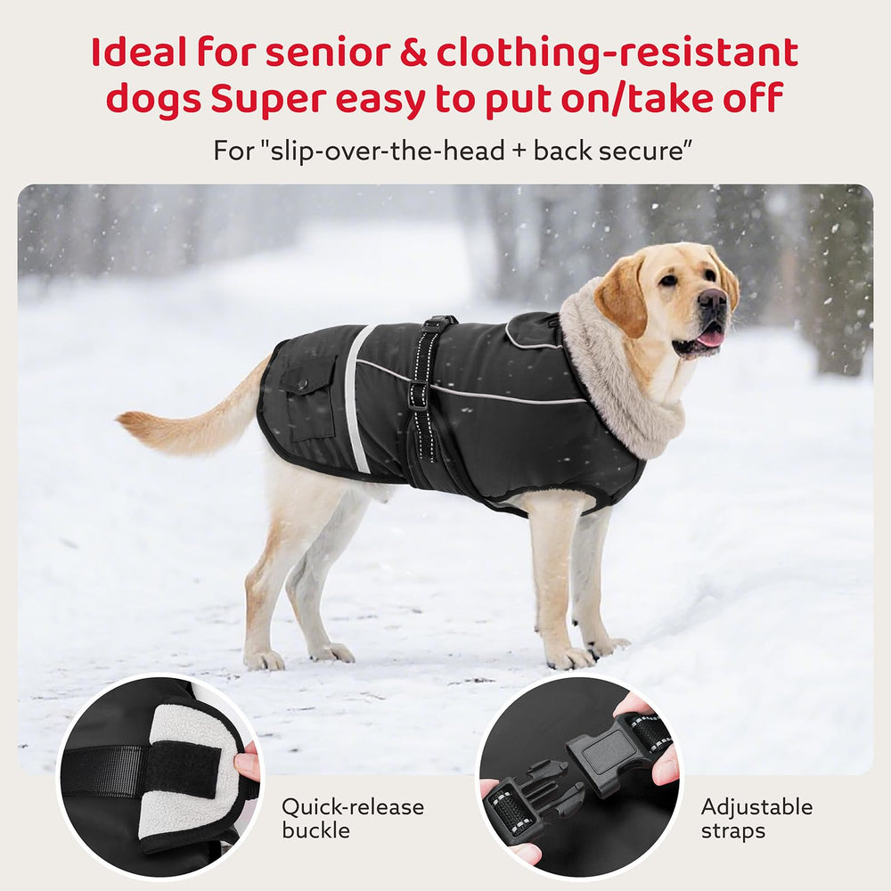 FURTIME reflective-strip coat improves night visibility for walks.