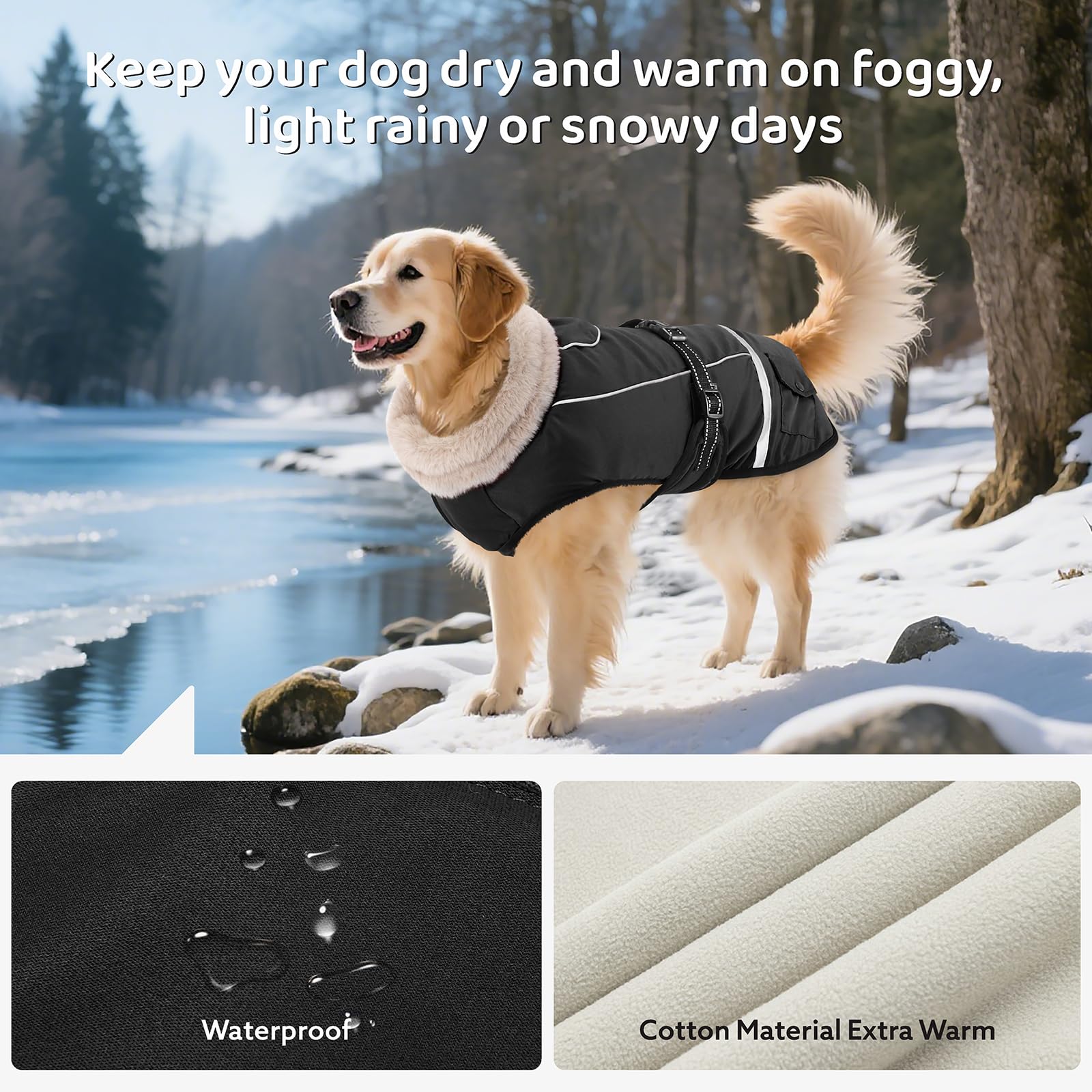 FURTIME dog coat reflective strip for safer nighttime walks.