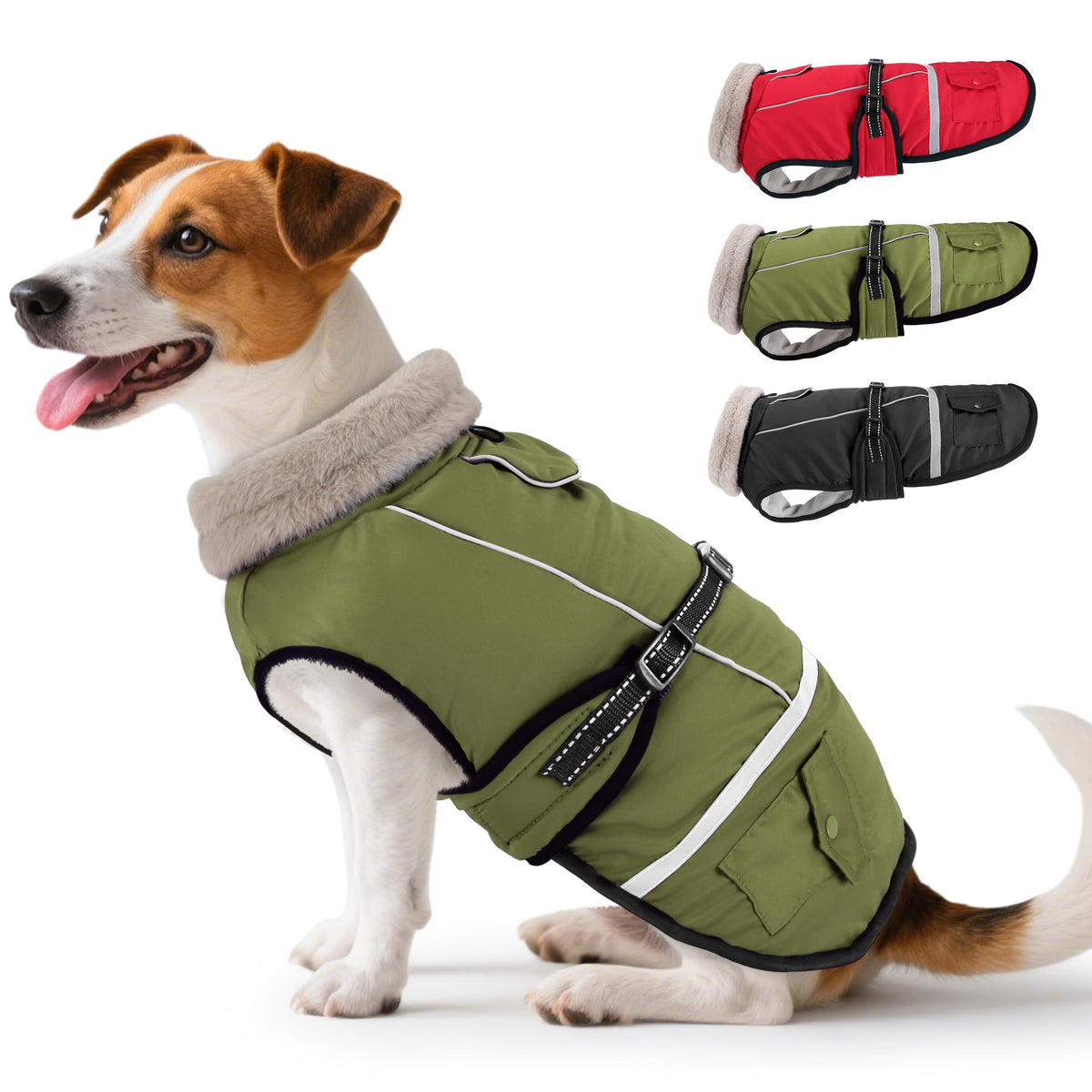 FURTIME dog coat with warm fleece lining for chilly walks.