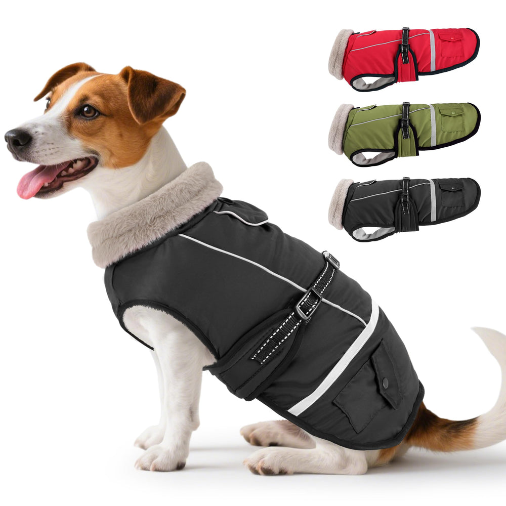FURTIME dog coat warm winter jacket keeps dogs cozy outdoors.