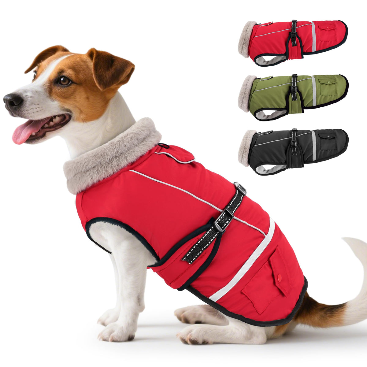 FURTIME dog coat waterproof fleece closeup showing premium warmth for snowy outings.