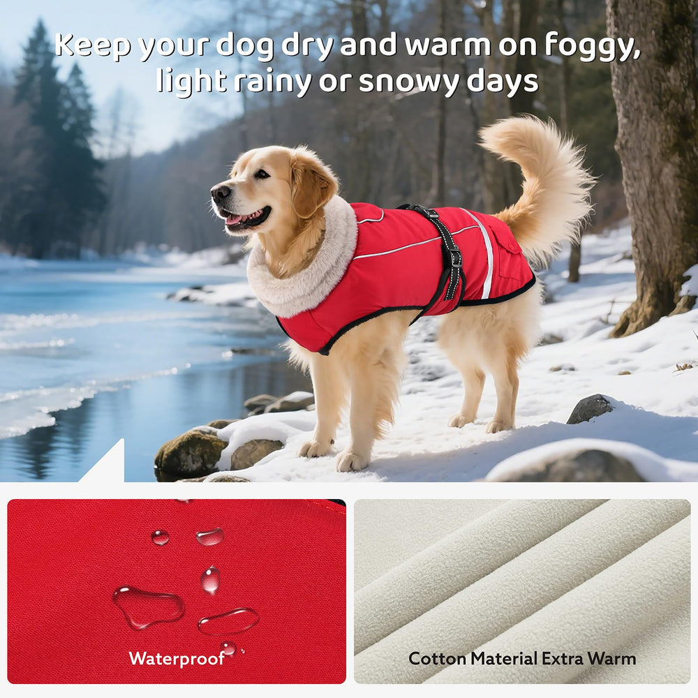 FURTIME dog coat windproof fabric highlights durable protection against cold gusts outdoors.