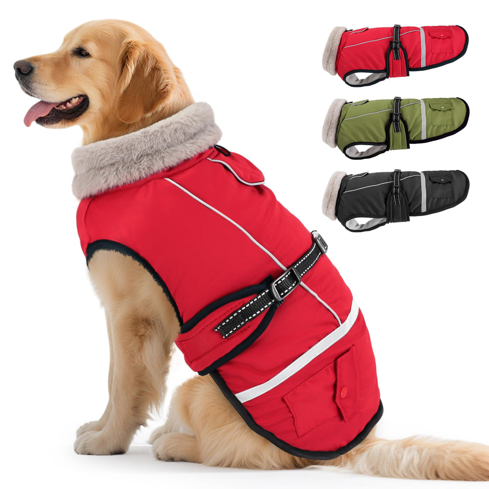 FURTIME dog-winter-coat waterproof-fabric keeps dogs dry on snowy walks