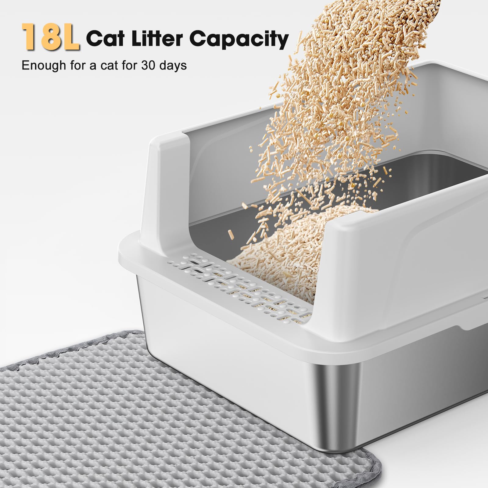 FURTIME easy-clean rust-proof litter box rinses clean quickly