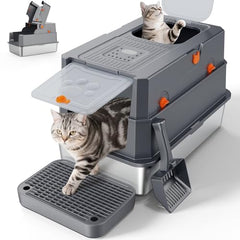 FURTIME front-entry litter box with easy-access design improves daily cleaning
