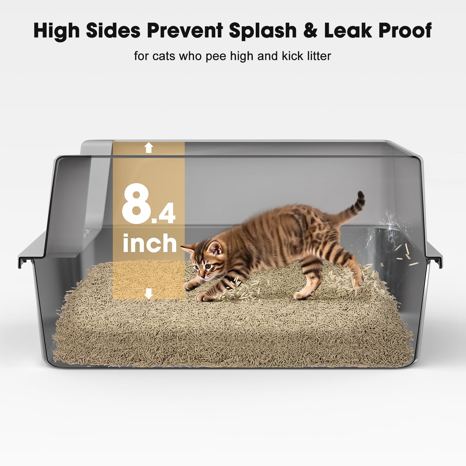 FURTIME L-size cat litter box with extra room for adult cats