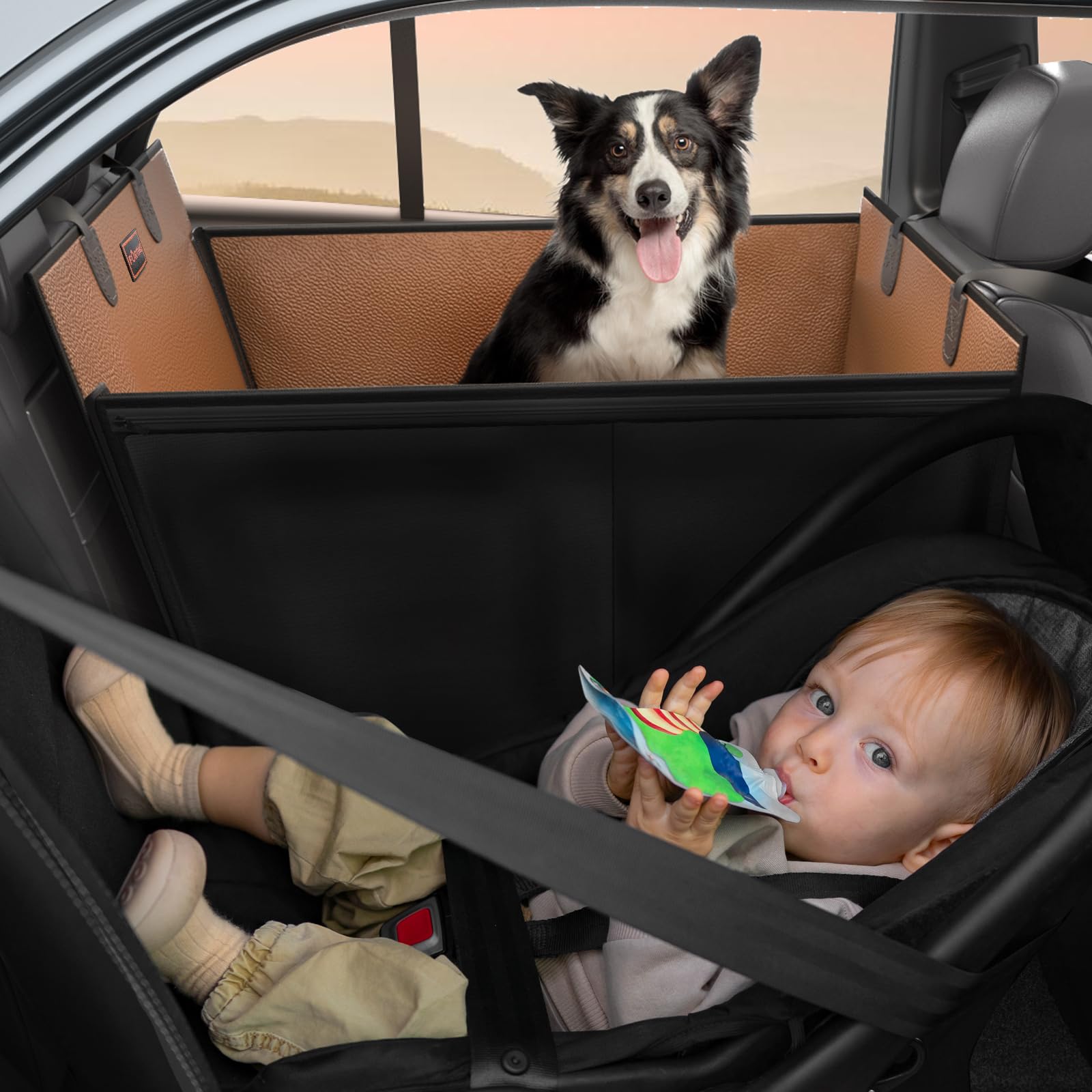 FURTIME large dog car seat mesh window promotes air circulation