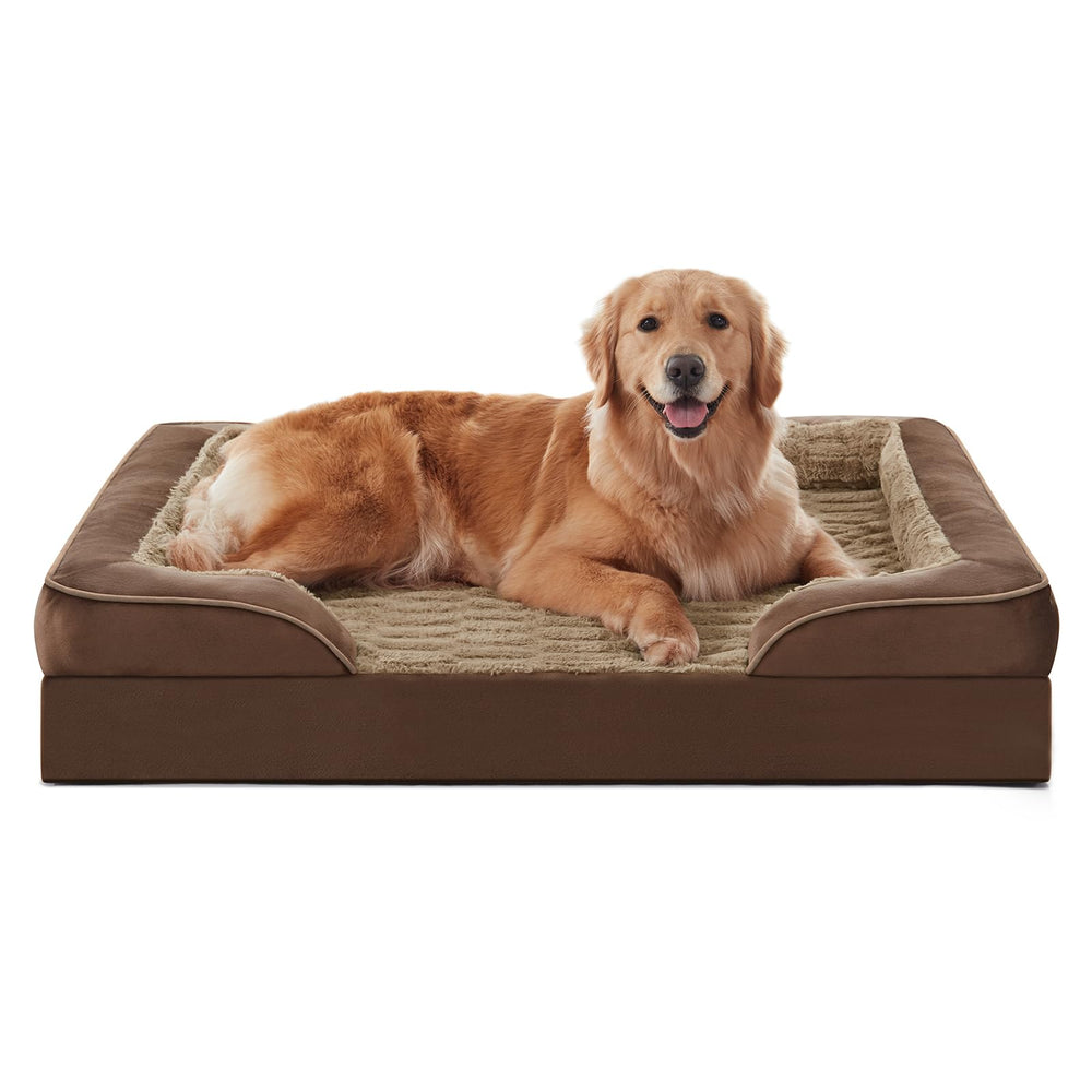 FURTIME Orthopedic Bed for Large Dogs front view shows supportive foam for joints