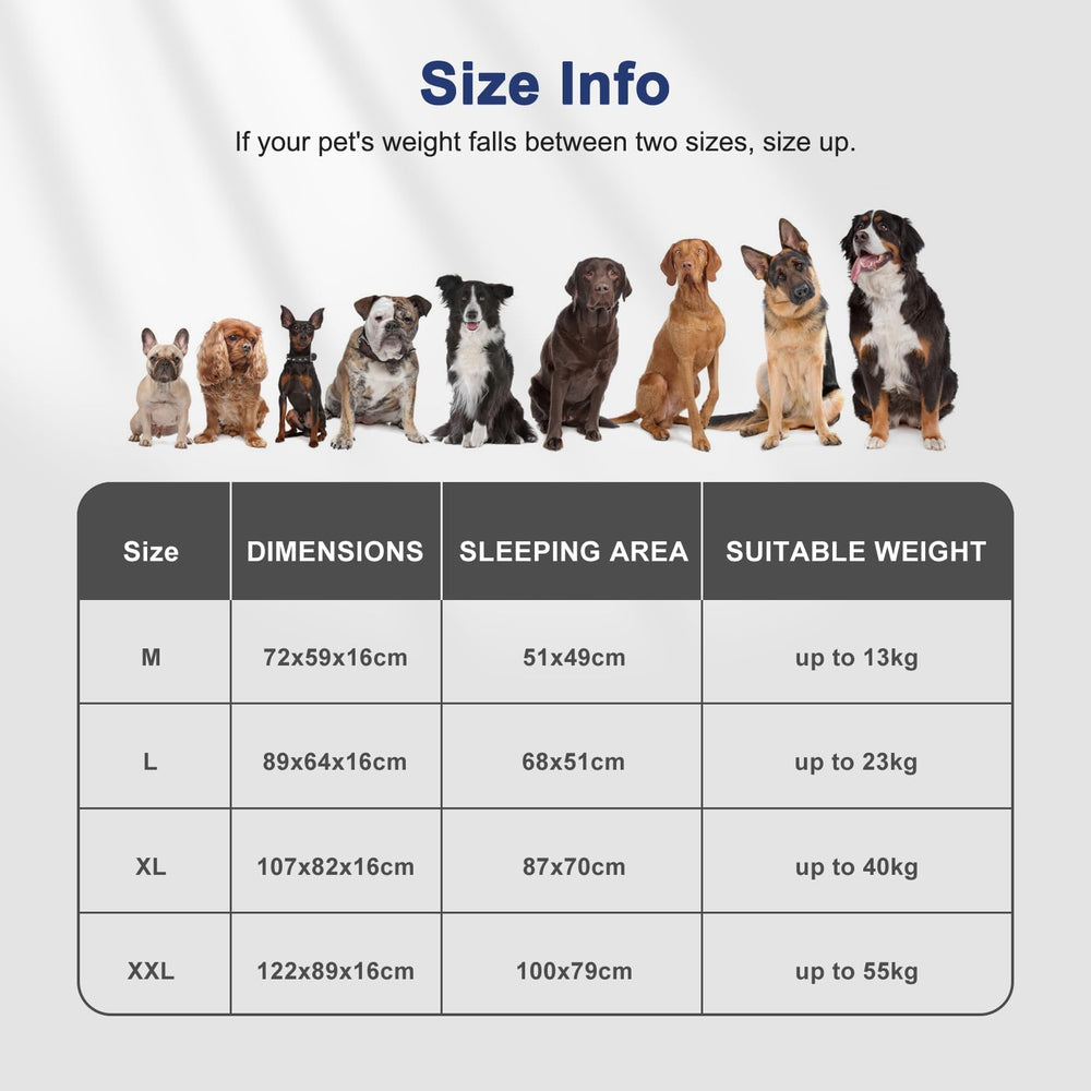 FURTIME orthopedic dog bed large size shows ample space for bigger breeds to settle.