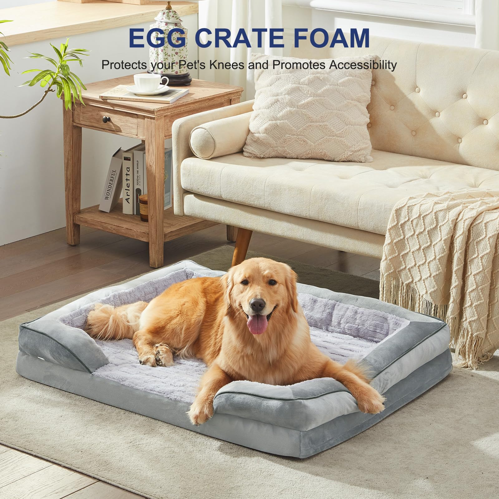 FURTIME light grey fabric provides a calm, modern look and cozy feel.