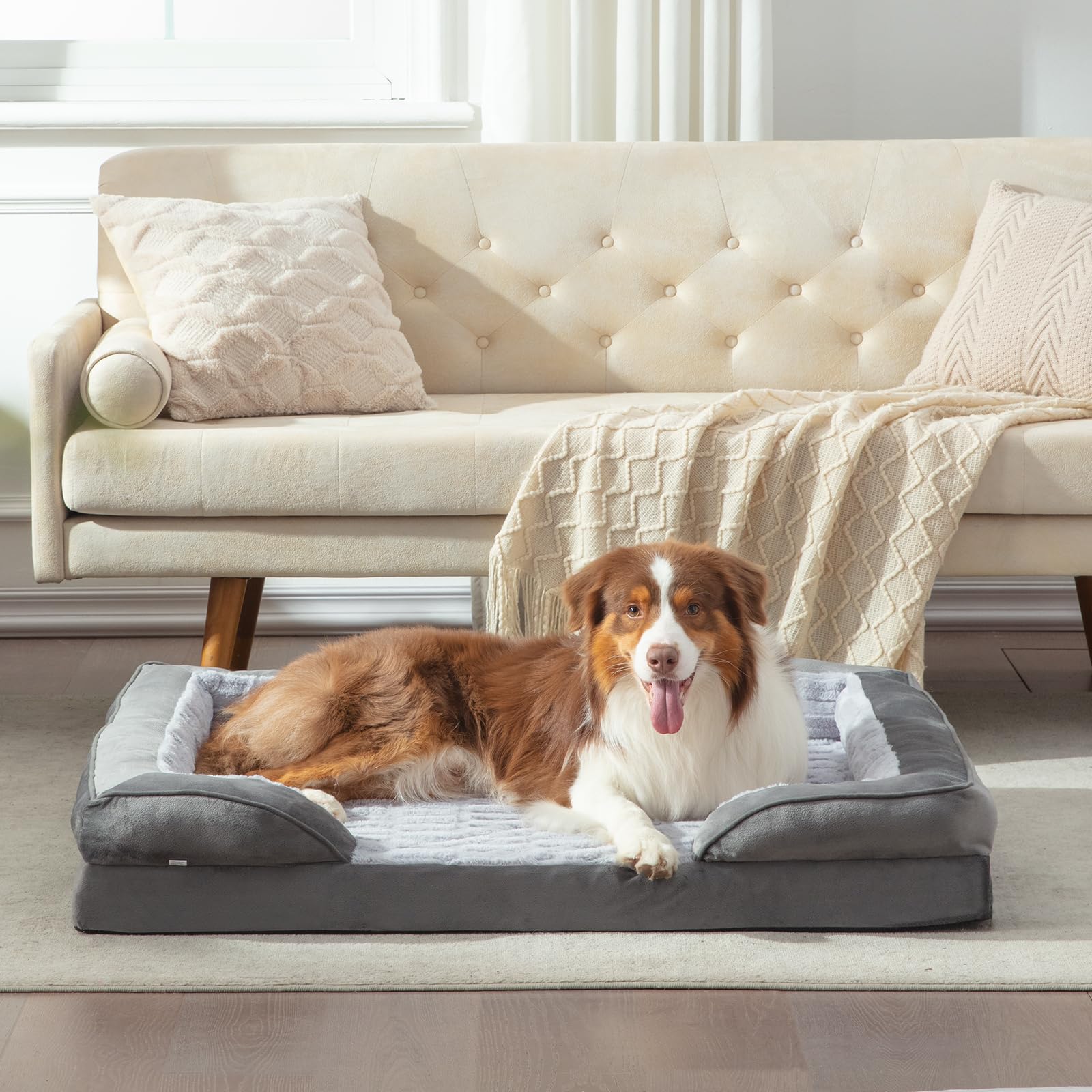 FURTIME orthopedic-dog-bed-medium high-density-foam close-up showing joint support.