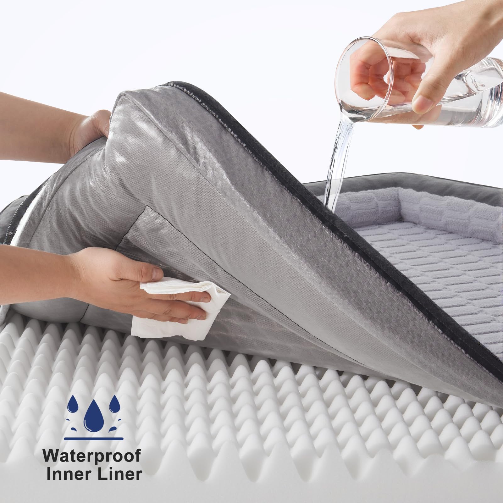 FURTIME orthopedic dog bed waterproof cover focuses on spill protection and easy maintenance.