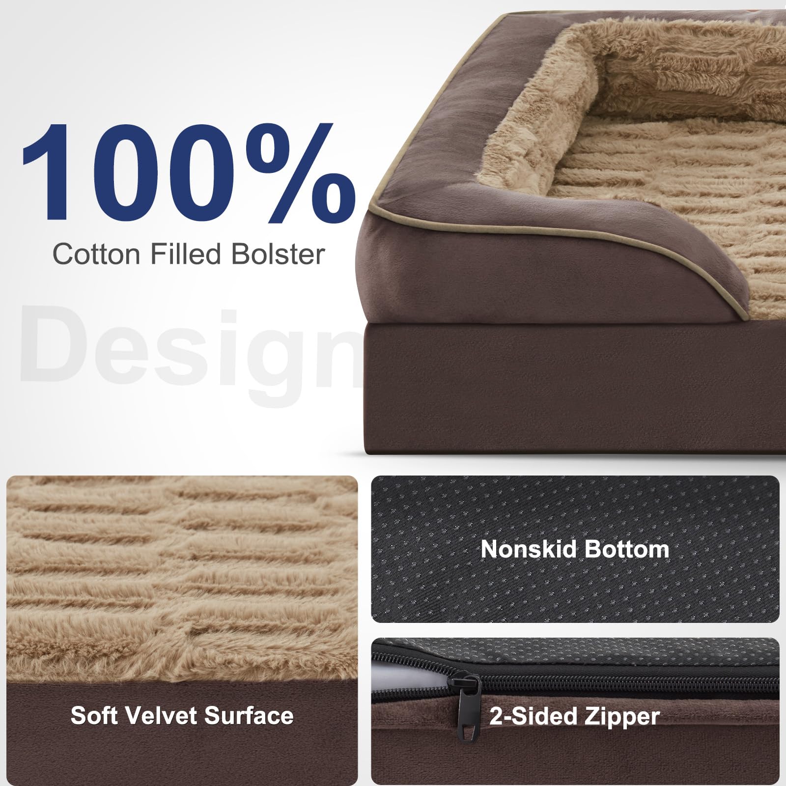 FURTIME dog bed waterproof-lining protects foam from spills and messes.