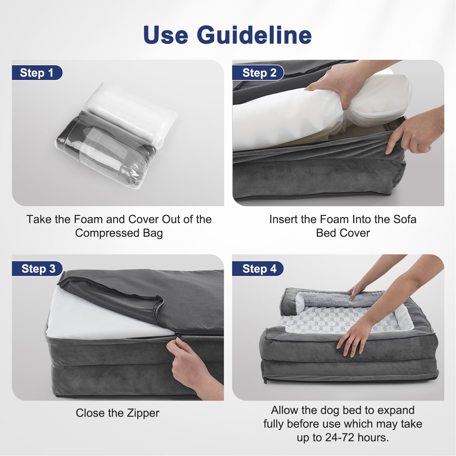 FURTIME orthopedic dog bed sleep surface demonstrates cozy area for restful naps.