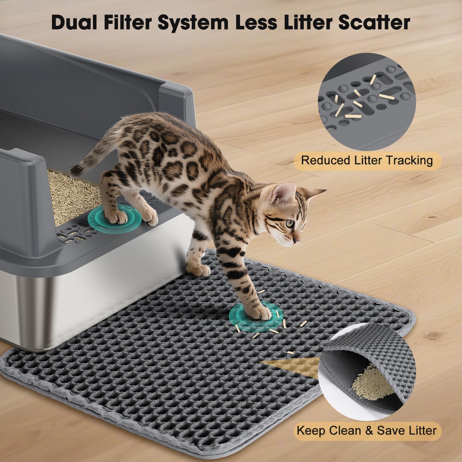 FURTIME non-leak design with lid lock protects floors from spills.