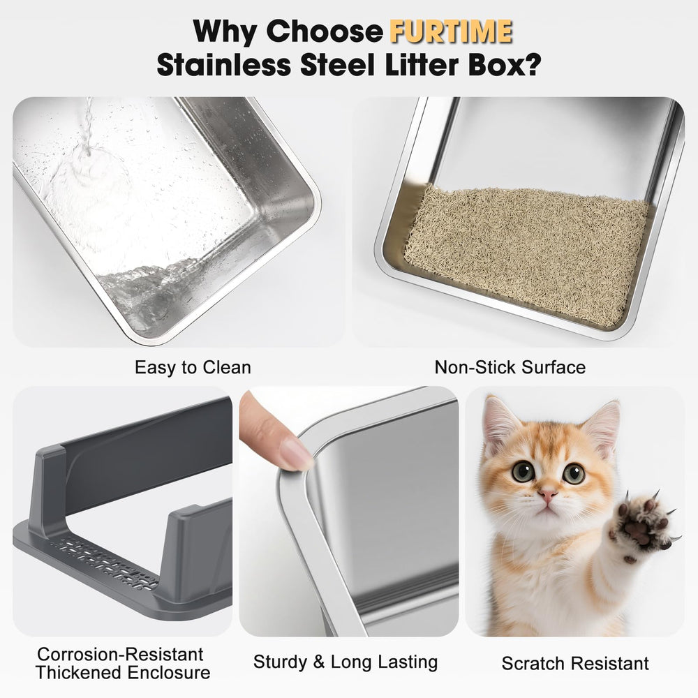 FURTIME litter mat and anti-scatter feature keep surrounding floors clean.