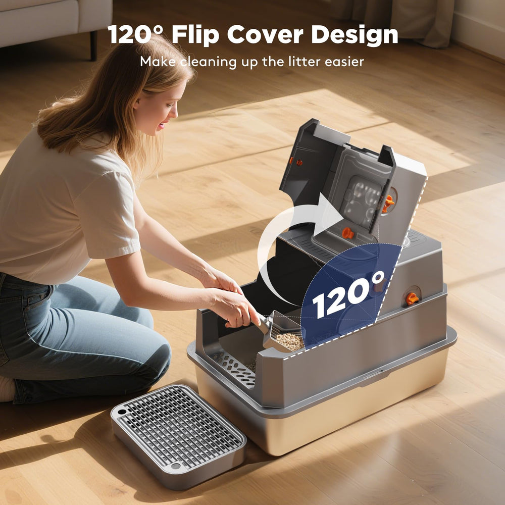 FURTIME top-entry litter box offers versatile access for different cat personalities