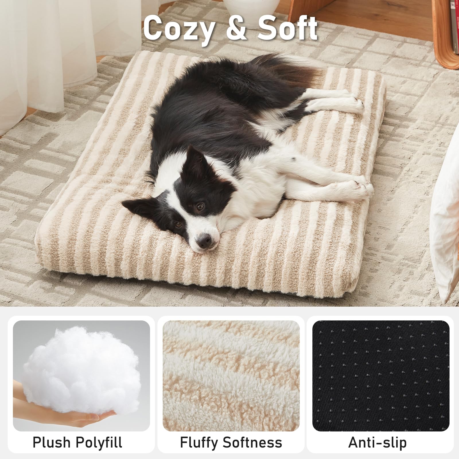 FURTIME Washable Dog Bed Medium anti-slip bottom visible for secure placement on floors.