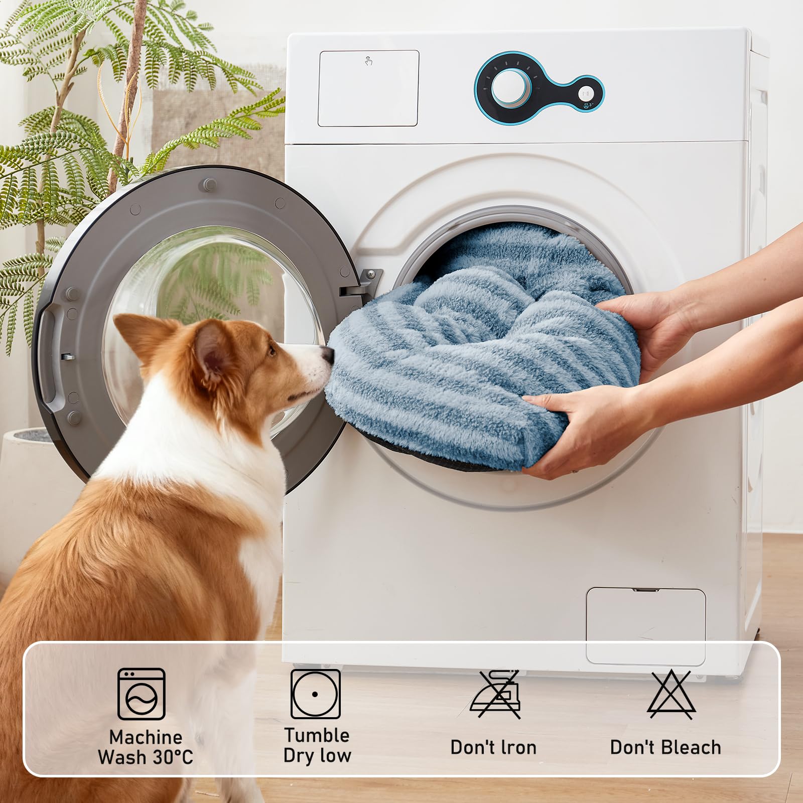 FURTIME washable small dog bed anti-slip bottom prevents slips on hard floors