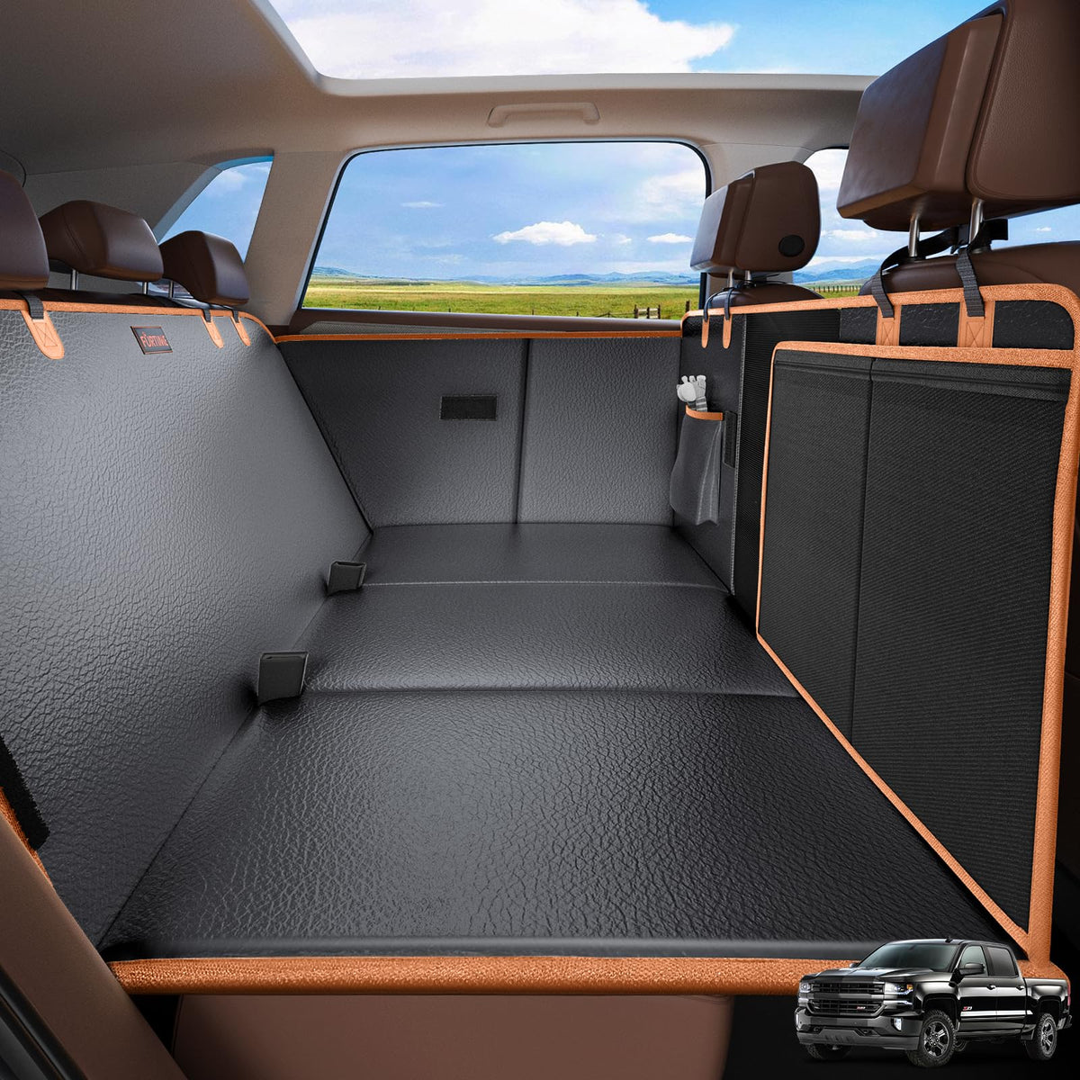FURTIME XL back seat extender for full-size trucks providing extra space for dogs