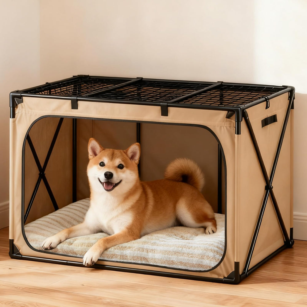 FURTIME XL bed 40x27 size on floor demonstrating roomy fit.