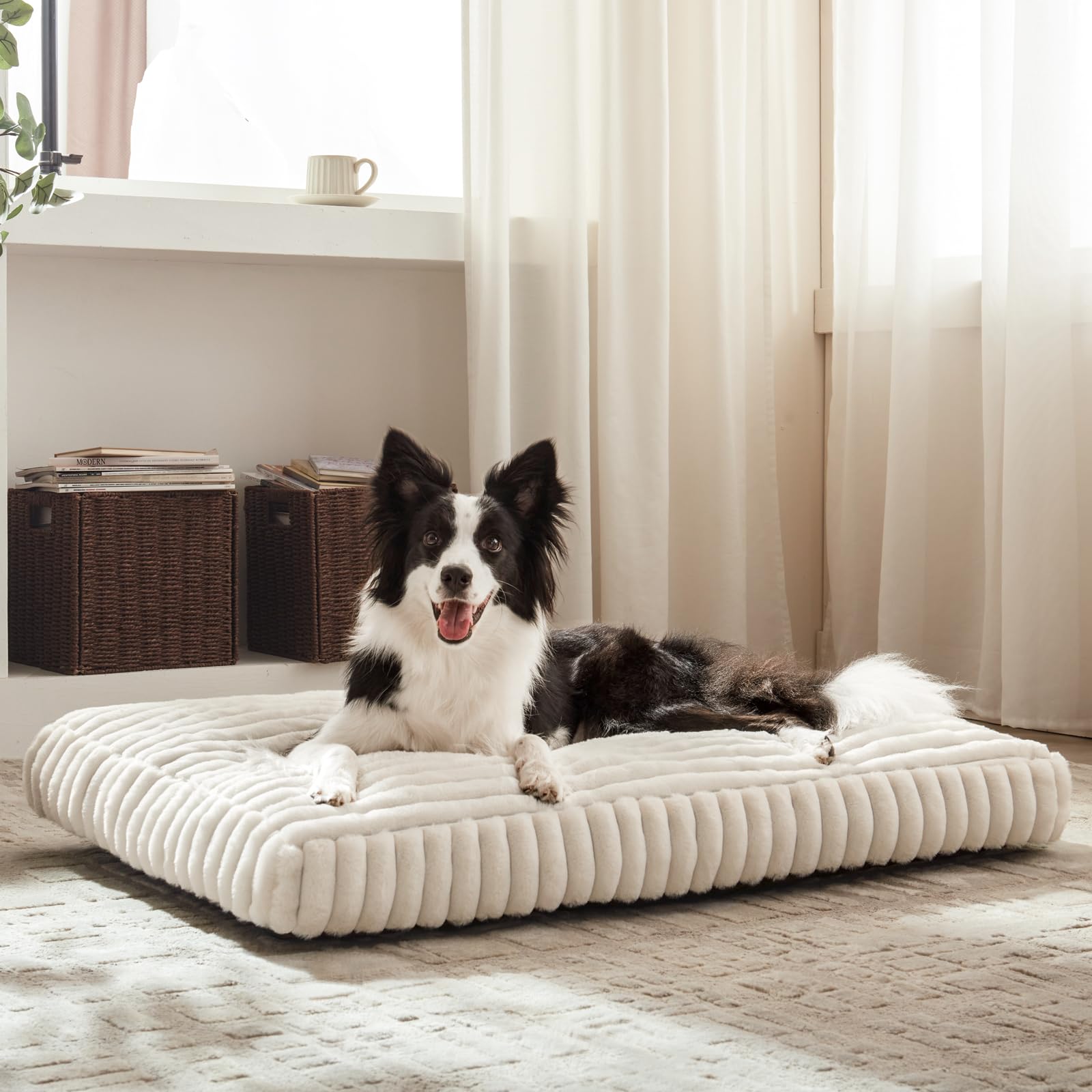 FURTIME XL Dog Bed in crate for secure, cozy crate time.