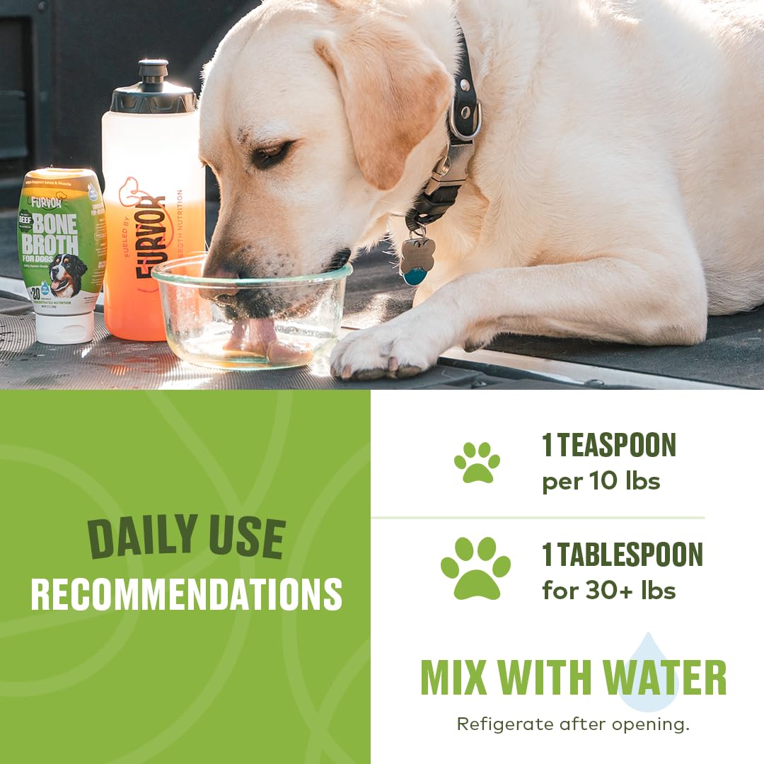Shiny Furvor Beef Mobility Bone Broth label signaling premium, human-grade quality