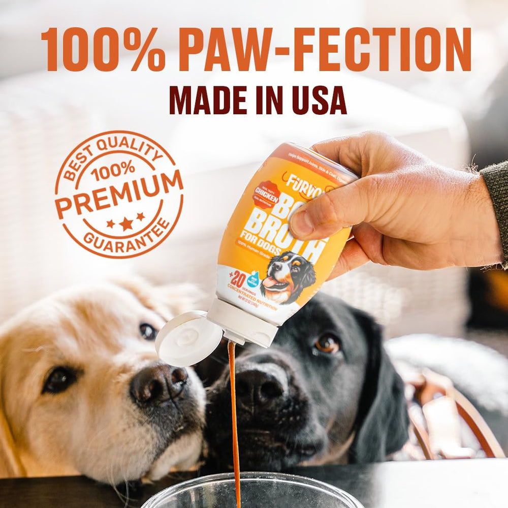 Furvor coat-shine effect from regular bone broth use supports a healthy-looking coat.