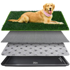 FURWEY dog grass pad tray full setup for easy potty training indoors or outdoors.