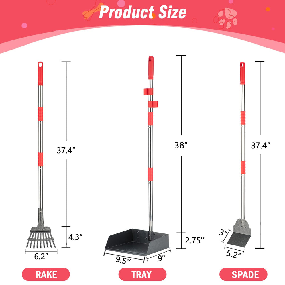 FUSBUNTY pooper scooper with 38-inch handle to stay upright during cleanup