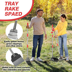Tray, rake and spade set enables efficient waste collection