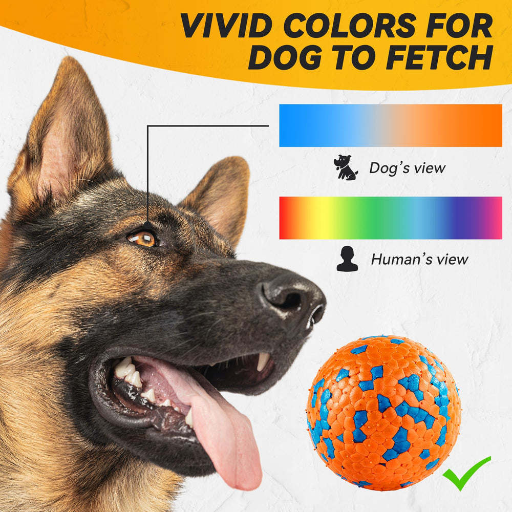 FUSOTO dog balls bright orange color boosts attention during training.