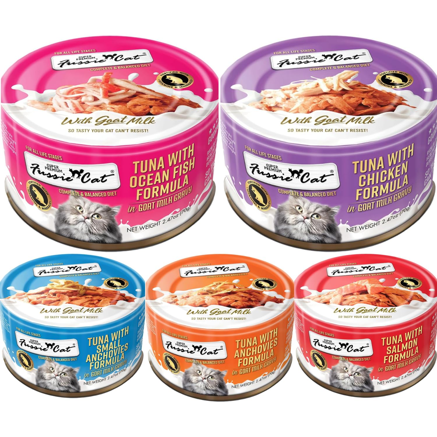 Fussie Cat five-flavor label highlights grain-free, gentle nutrition for sensitive stomachs