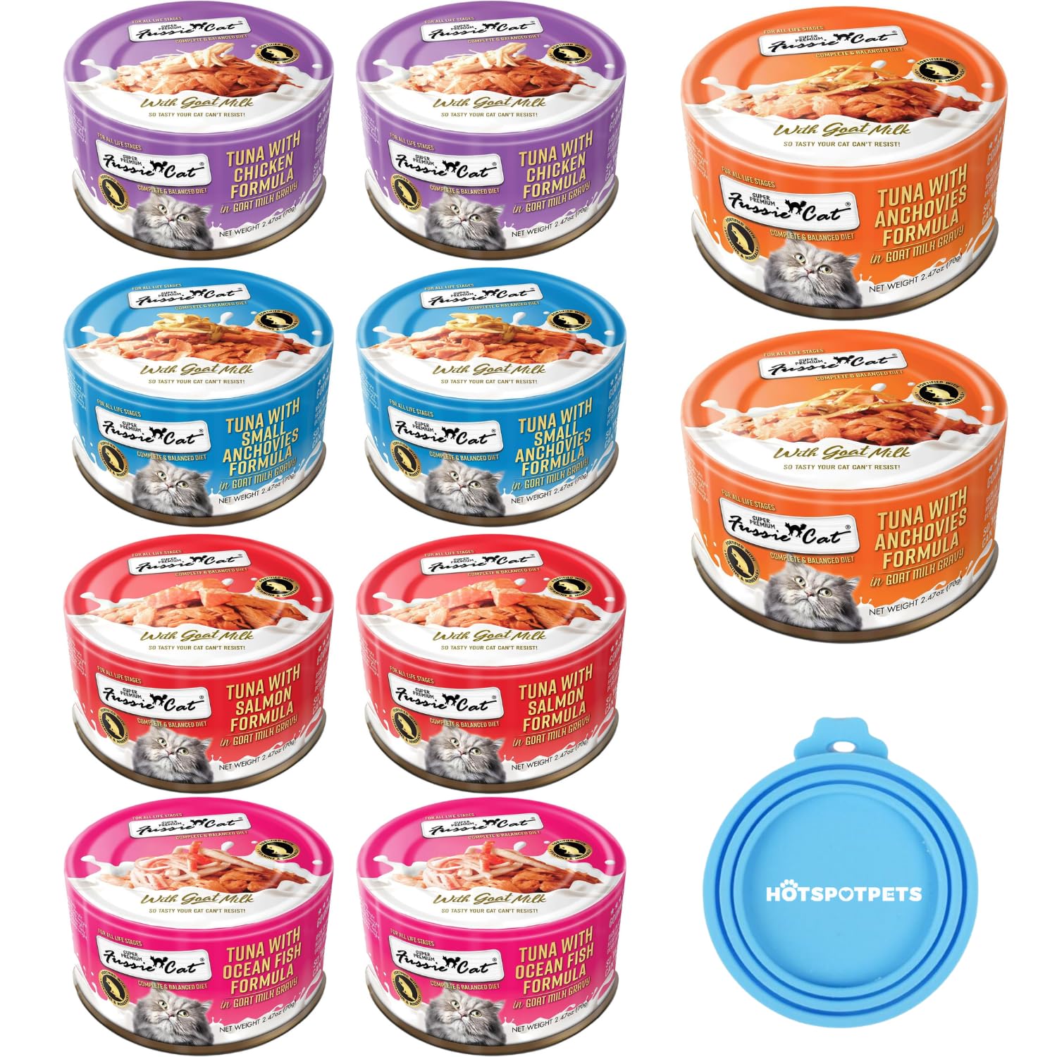 Fussie Cat goat milk gravy front can shows premium hydration-friendly meal