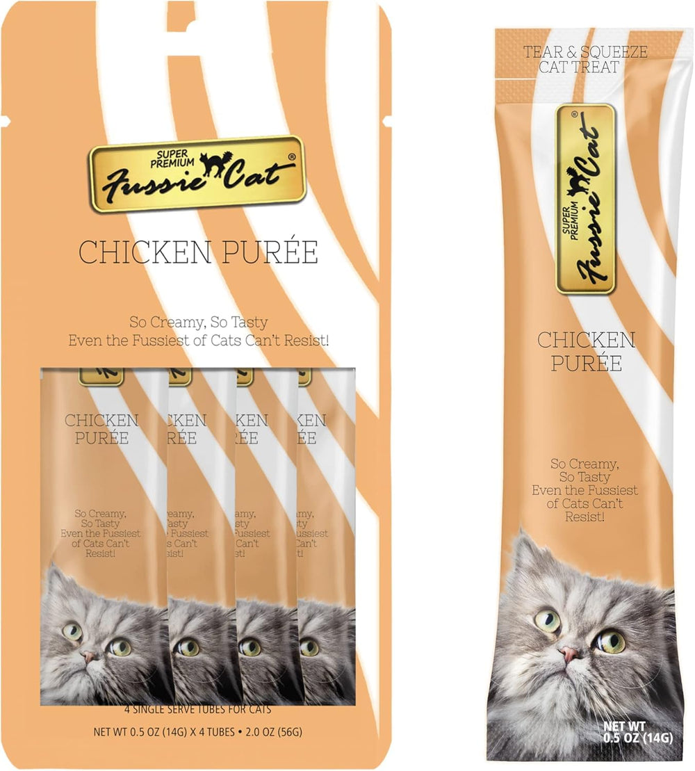 Fussie Cat Premium Puree 16-Tubes Pack emphasizing bulk freshness and organization