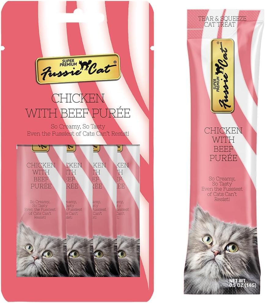 Fussie Cat Premium Puree Lickable Texture inviting engaging treat time