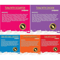 Fussie Cat variety pack cans top view reveals five flavors for daily variety