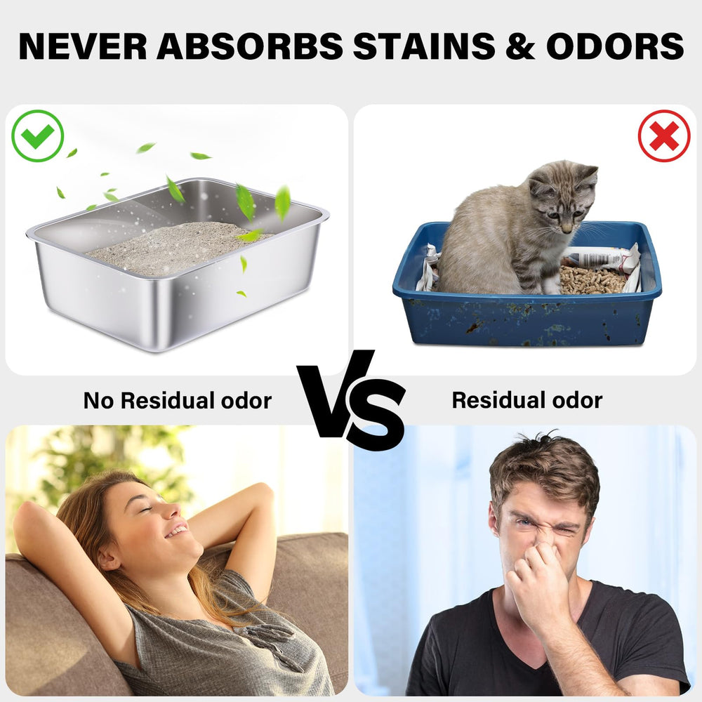 FUTAM stainless steel litter box exterior showcases durable, odor-resistant design