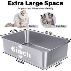 FUTAM non-stick surface on steel litter box enables quick, hygienic cleanup
