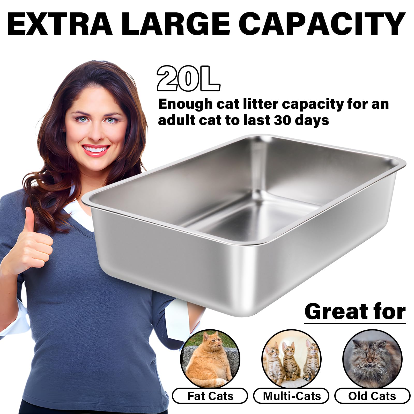 FUTAM stainless steel litter box emphasizes odor resistance and long-lasting freshness