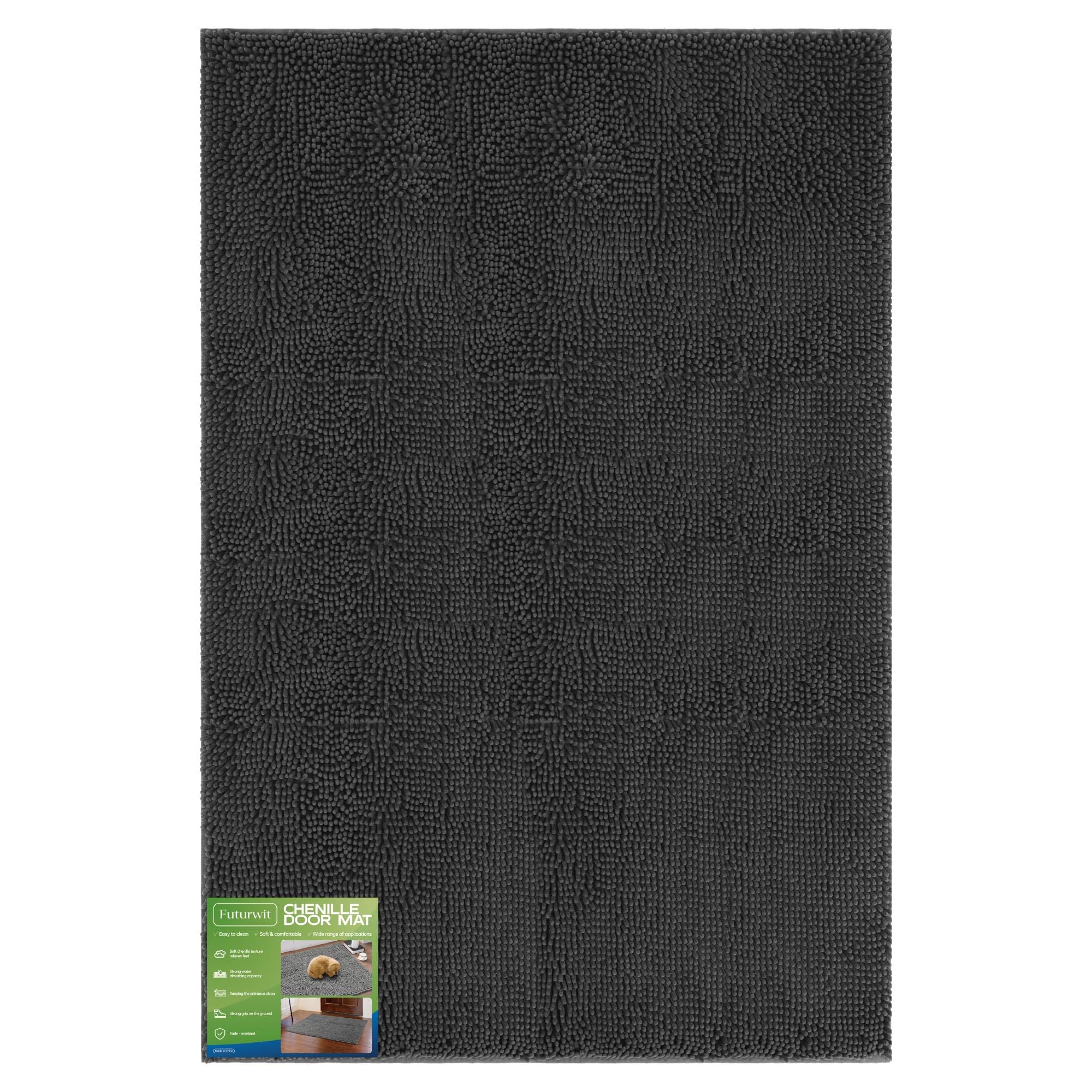 Futurwit dog door mat chenille close up showing absorbent moisture capture.