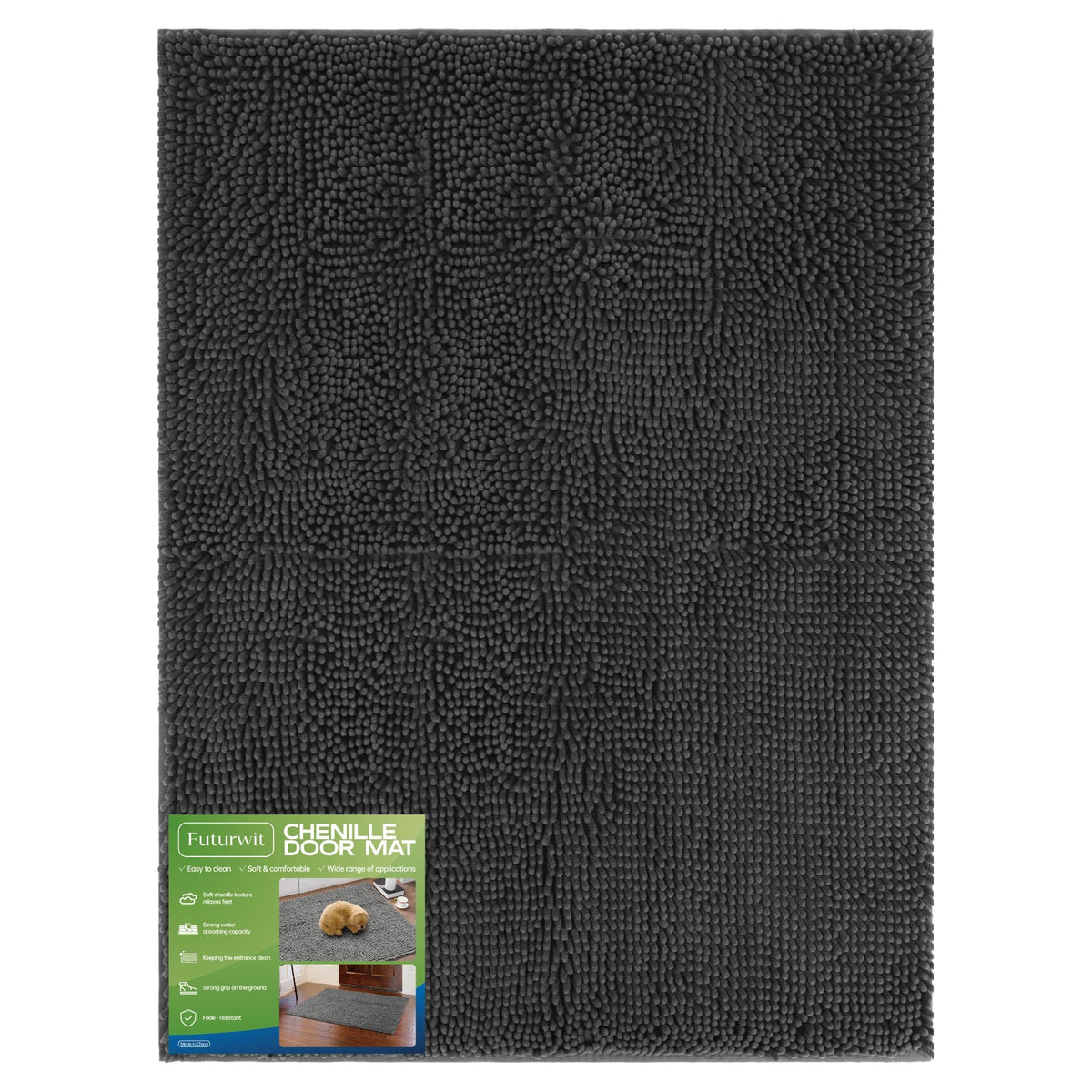 Futurwit dog door mat muddy paws chenille traps dirt to keep entry clean.