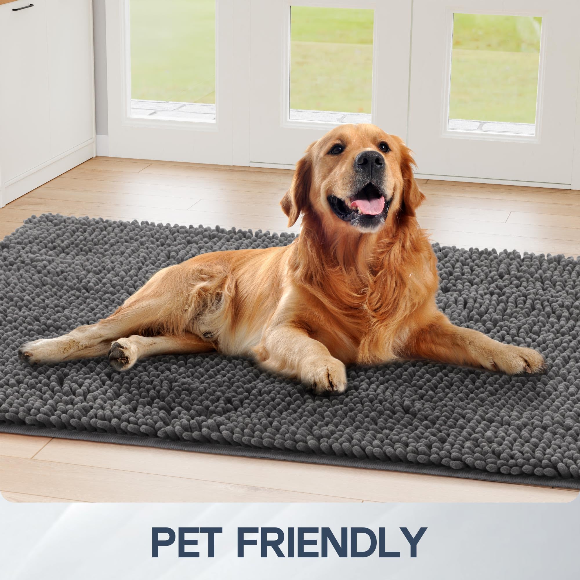 Futurwit gray runner mat complements home decor.