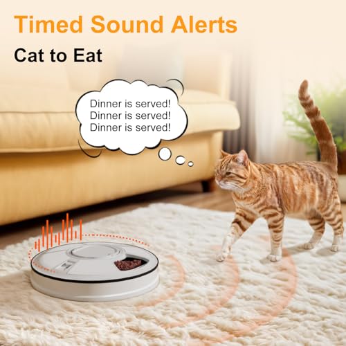 Fuxopo automatic cat feeder top drawer highlights six compartments for timed portions